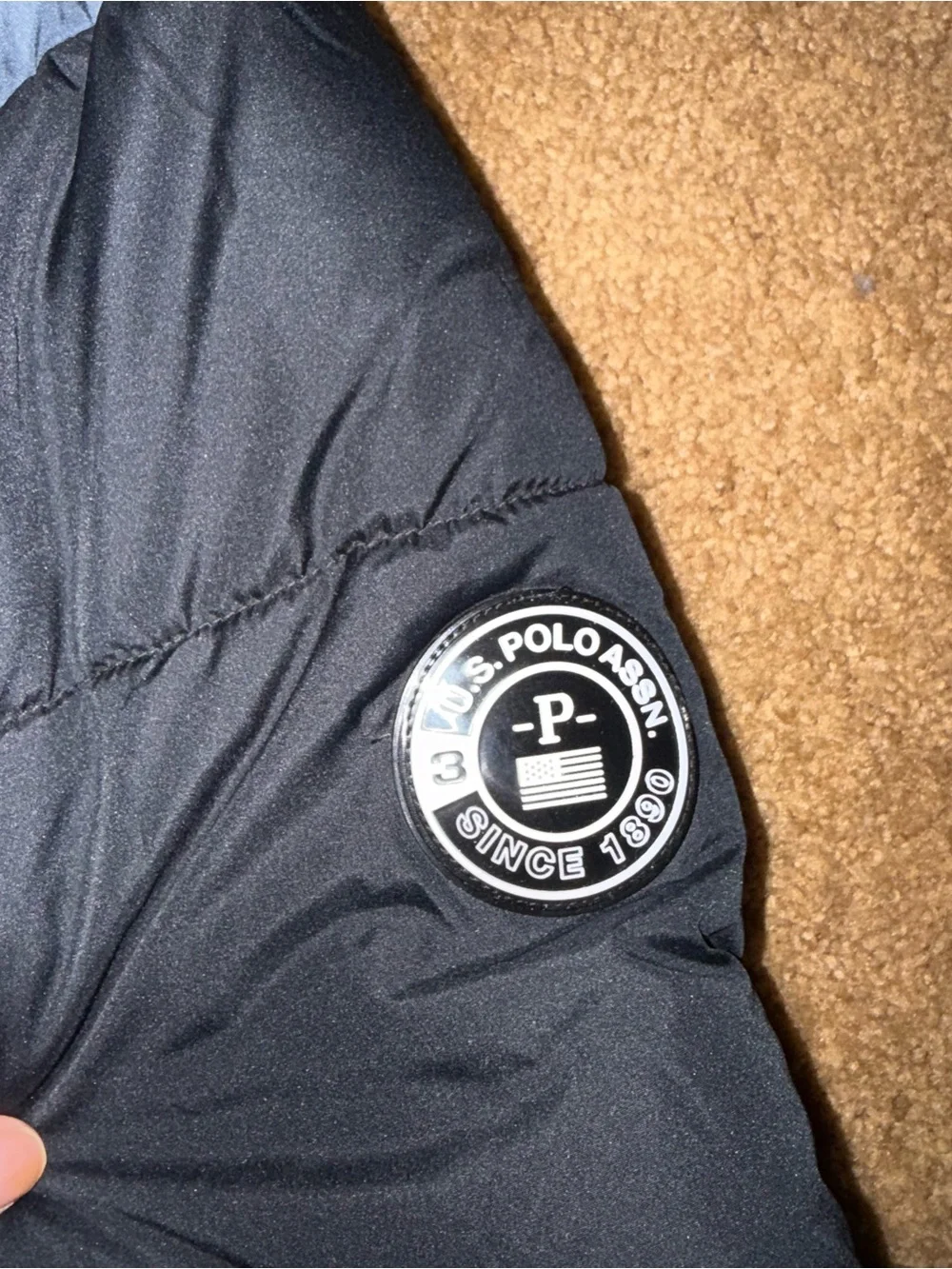 U.S. Polo Assn. Black and Gray Hooded Puffer Jacket - Kids